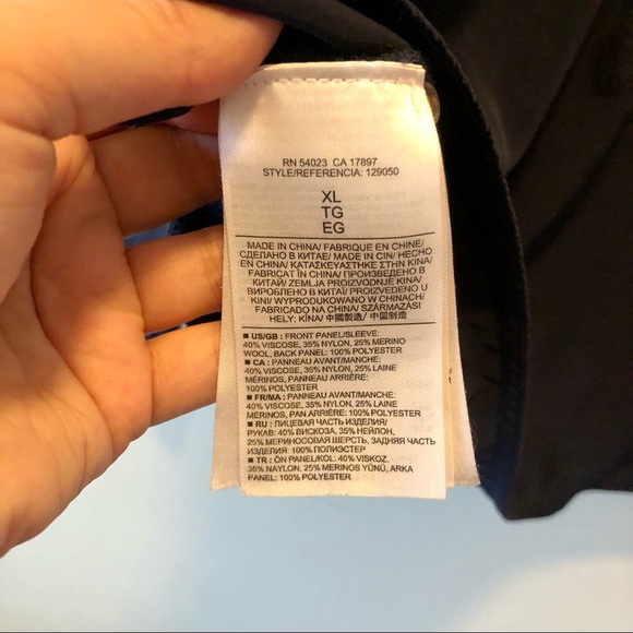 Banana Republic Sweater with Merino Wool; Dark Blue V Neck with Satin-like Back - Picture 7 of 7